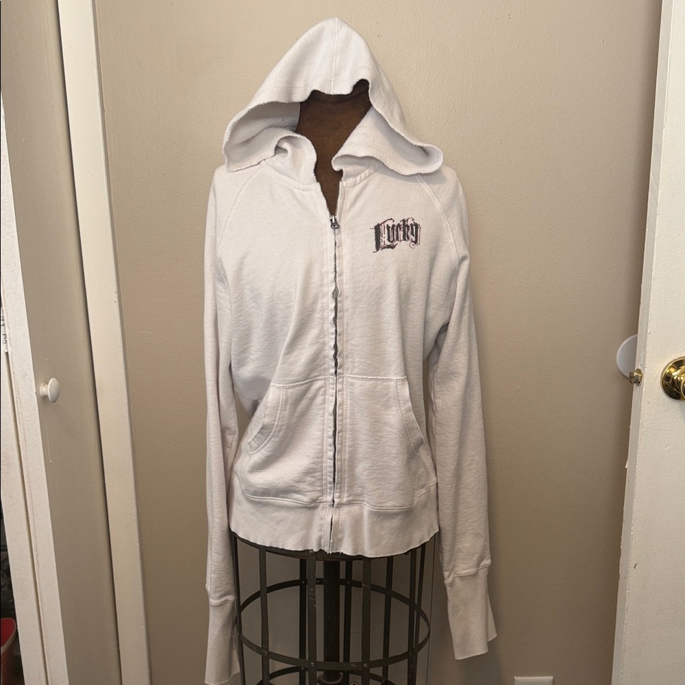 Lucky Brand Women's Cream Zip-Up Hoodie